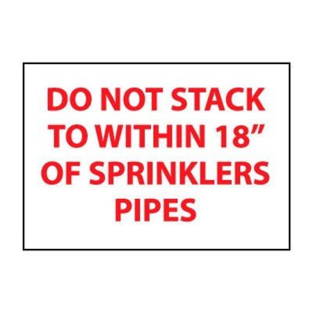 NATIONAL MARKER CO Fire Safety Sign - Do Not Stack To Within 18in Of Sprinklers Pipes - Vinyl M412P